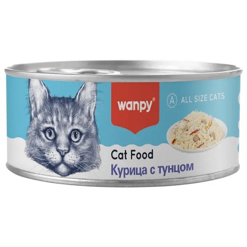 WANPY Консервы для кошек из курицы и тунца, 95 гр