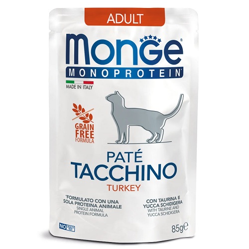 Monge CAT Monoprotein Pouch  Паучи д/кошек индейка, 85 гр