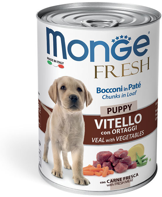Monge DOG Fresh Консервы для щенков мясной рулет телятина с овощами, 400 гр