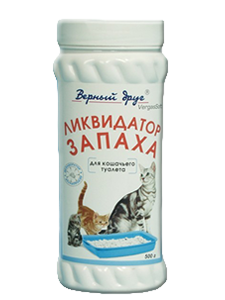 ВЕРНЫЙ ДРУГ Ликвидатор запаха для кошачьего туалета (порошок), 500 гр.
