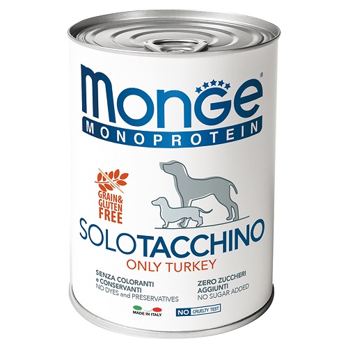 Monge DOG Monoprotein SOLO Паштет д/собак из индейкой, 400 гр