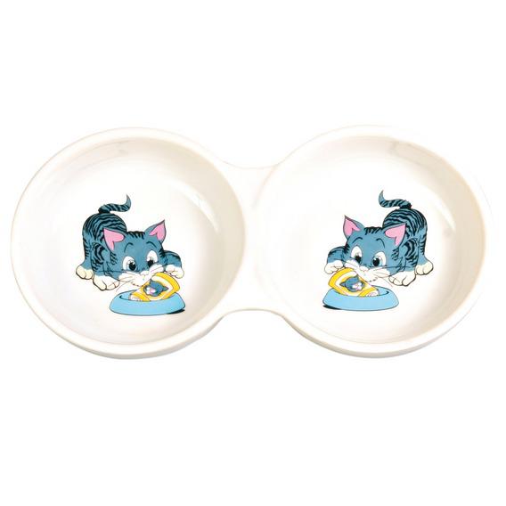 TRIXIE 4014 Миска керамическая двойная для кошки, 11 см