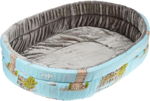 ПУШОК Лежанка овальная с бортиком на меху