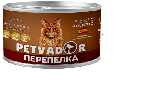 PETVADOR Консервы для стерилиз.кошек всех стадий жизни, перепелка с клюквой, 100 гр