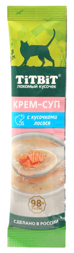 TITBIT Крем-суп с кусочками Лосося, для кошек, 10 гр