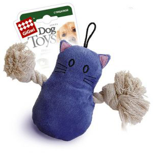 Gigwi 75034 Игрушка для собак Кот с пищалкой/ткань