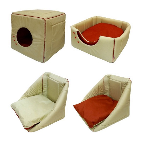 Дом куб-трансформер "Морская" ткань, бежевый