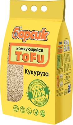 БАРСИК TOFU Наполнитель древесный комкующийся, Кукуруза, 4,54 л