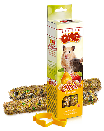 Little One Палочки для хомяков, крыс, мышей и песчанок с фруктами и орехами, 2*60 гр