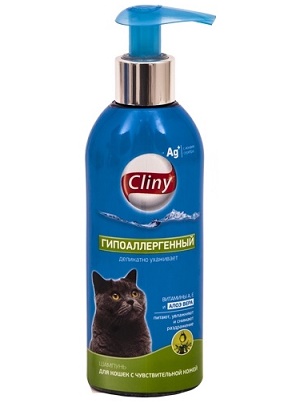Экопром  CLINY Шампунь д/кошек c чувствительной кожей. гипоаллергенный, 200мл