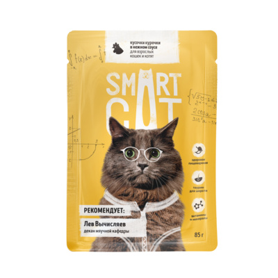 SMART CAT 5+1 Пауч для кошек и котят С КУРИЦЕЙ в соусе, 85 гр.