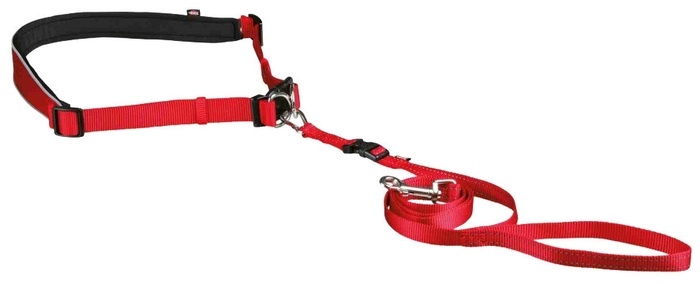 TRIXIE 12765  Поводок с поясным ремнем для мелких и средних собак, красный