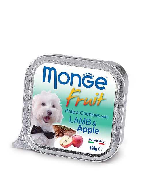 Monge DOG FRUIT Консервы для собак ягненок с яблоком, 100 гр