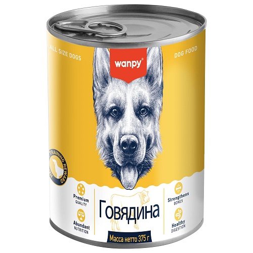 WANPY Консервы для собак из говядины, 375 гр