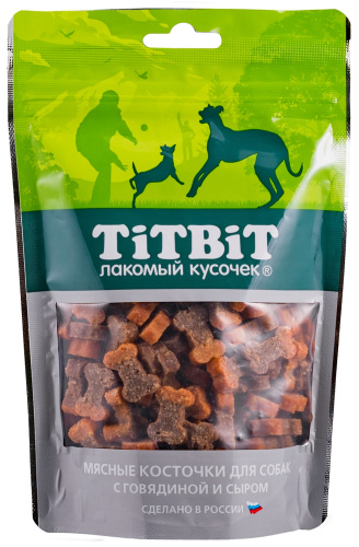 TITBIT КОСТОЧКИ С ГОВЯДИНОЙ И СЫРОМ, 145 гр