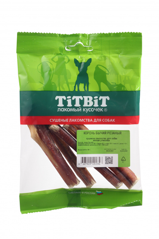 TITBIT КОРЕНЬ БЫЧИЙ РЕЗАНЫЙ - мягкая упаковка, 50 гр