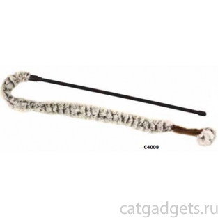 TRIOL C4008 Удочка-дразнилка для кошек БЕЛЫЙ МЕДВЕДЬ с плюшевым хвостом, 55 см, ручка 40 см