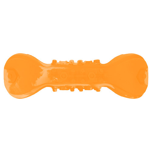 Mr.Kranch MKR001529 игрушка для собак Гантель с пищалкой 22 см оранжевая с ароматом бекона