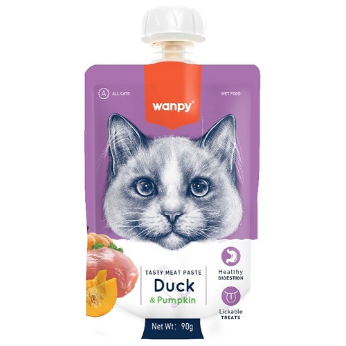 WANPY CAT Мясной мусс из утки и тыквы, 90 гр