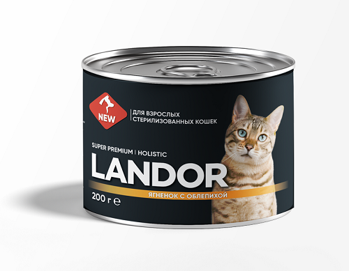 Landor Консервы д/стерилизованных кошек Ягненок с облепихой, 0,2 кг