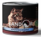 Landor Консервы д/кошек Куропатка с индейкой, 0,2 кг
