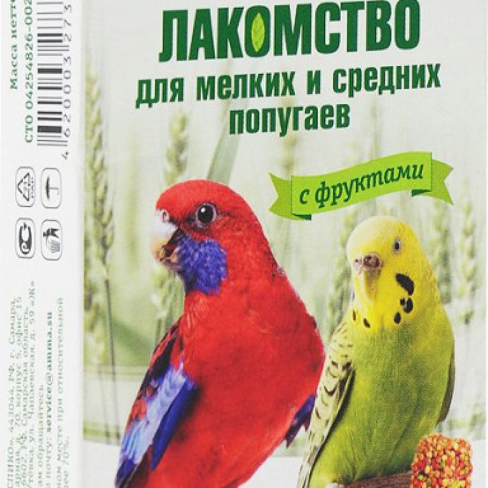 TRIOL Лакомство для мелких и средних попугаев палочки С ФРУКТАМИ, 3 штуки