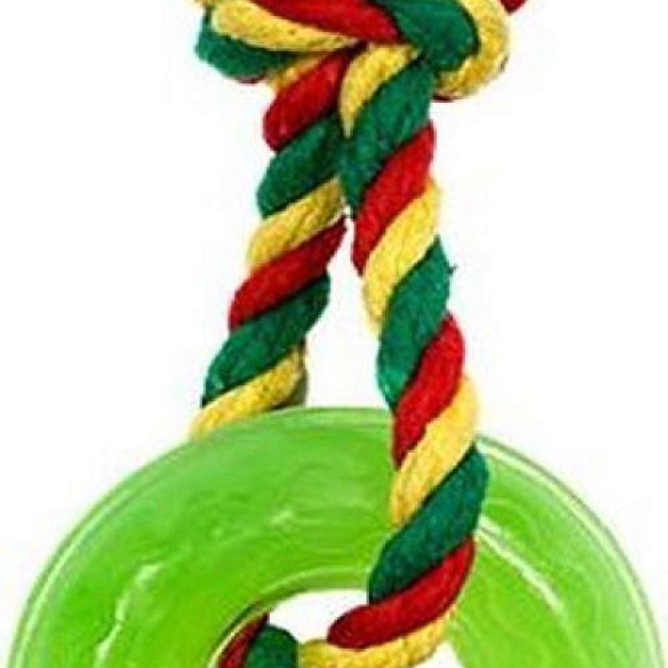 ДОГЛАЙК Игрушка для собак КОЛЬЦО Космос МИНИ с канатом