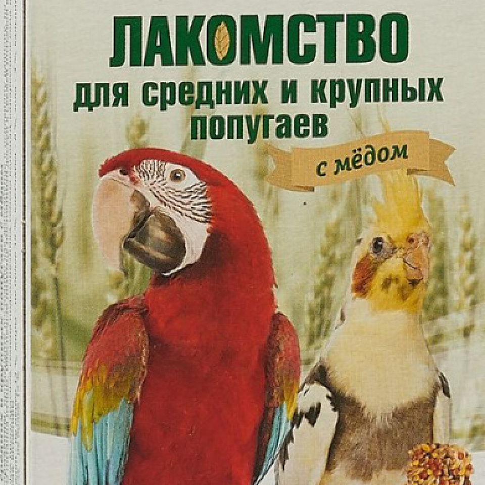 TRIOL Лакомство для крупных и средних попугаев палочки С  МЕДОМ, 3 штуки